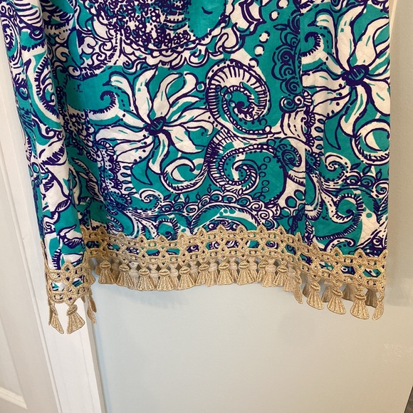 Lilly Pulitzer dress with gold fringe trim - Picture 2 of 4